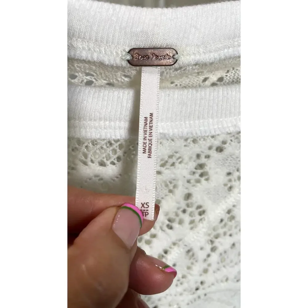 3 FOR $45 SALE | Free People Sheer Floral Lace Pullover Off White S
